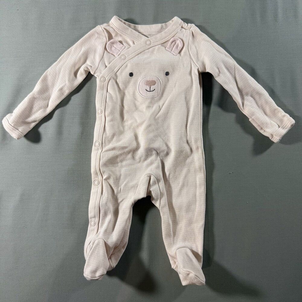 Baby Girl Clothes Carter's Newborn Pink Bear Face Footed Outfit